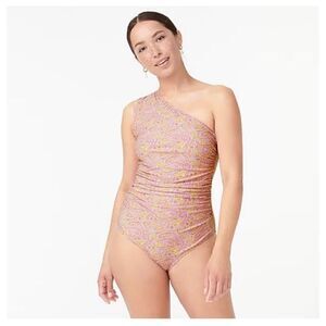 J. Crew Eco Women’s One Shoulder All Over Paisley Printed Ruched Sides Swimsuit
